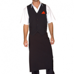 Camisa masculina mg curta em tricoline + Colete em oxford + Avental longo de cintura em Oxford + Calça social masc em Oxford + bandana em malha